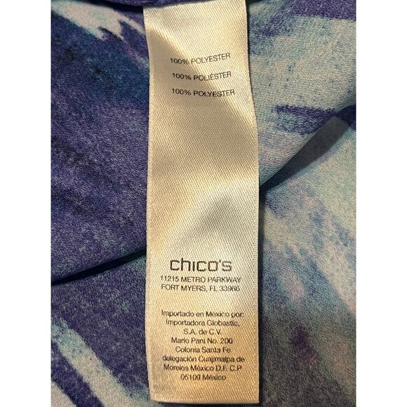 Chico's Women's Asymmetrical Overlay Tunic Top Floral Blue Sequins Size 3/XL/16 - Picture 9 of 16